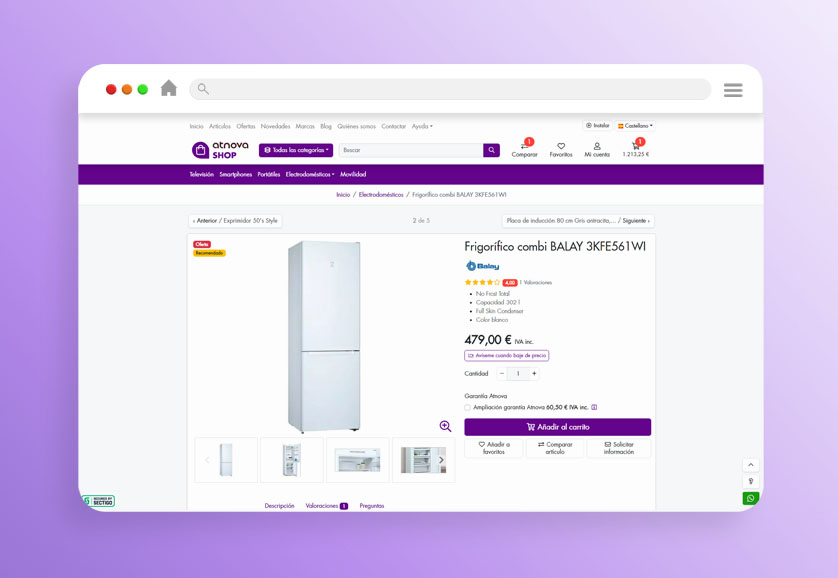 screenshot of Atnova Shop